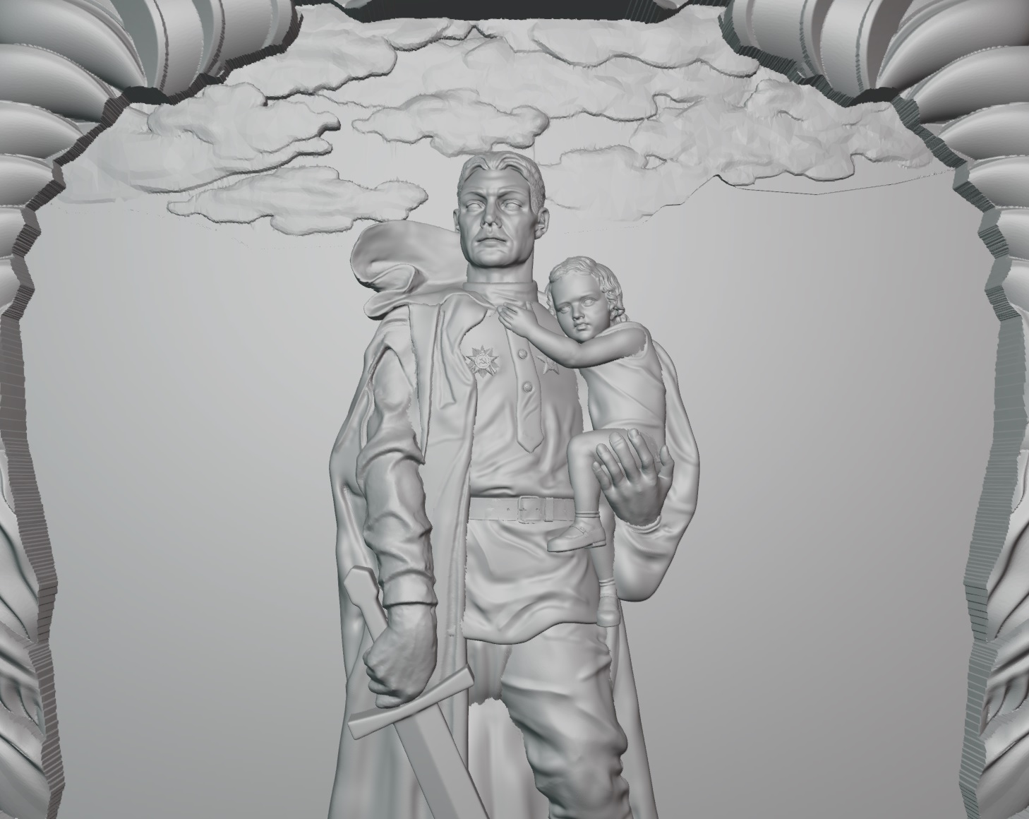 Барельеф к 80 летию Победы, "Воин-освободитель", stl