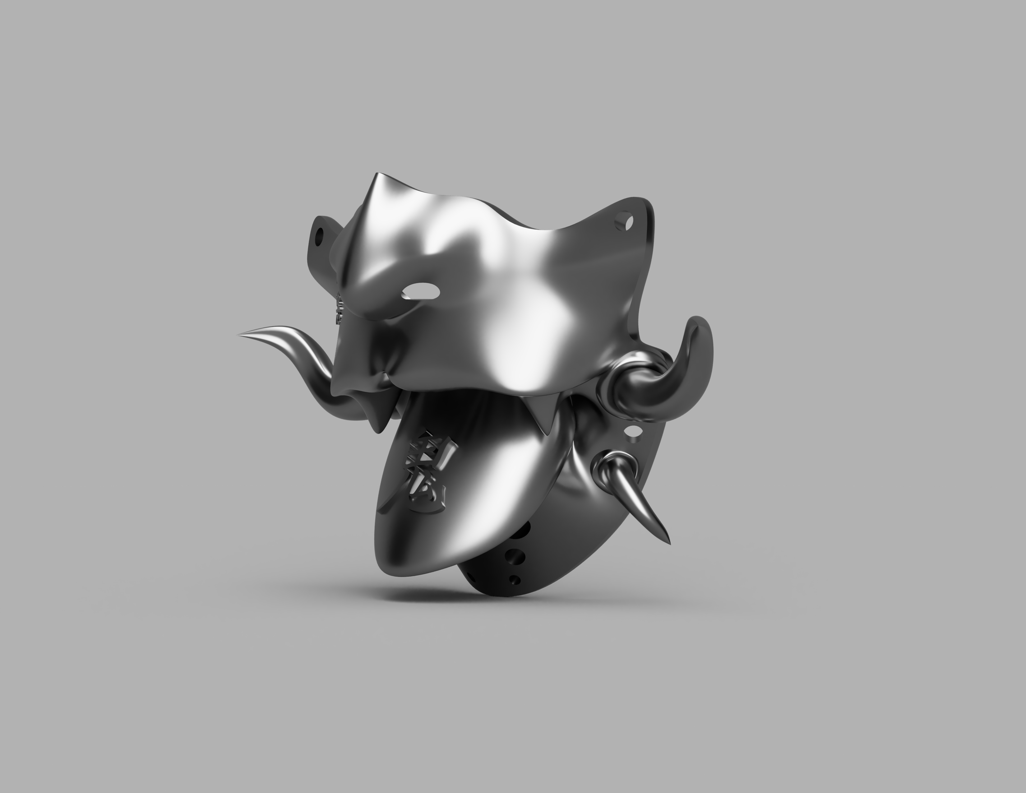 Самурайская маска мэнпо в духе демонов Они