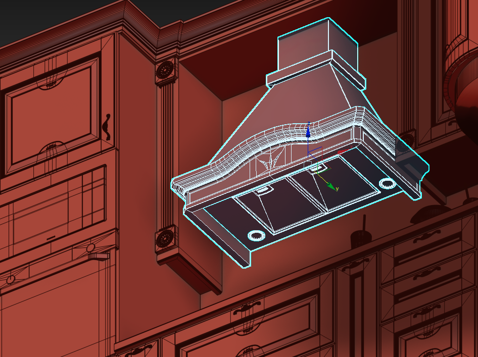 Кухня интерьер Классика Модель 3DSMAX Массив