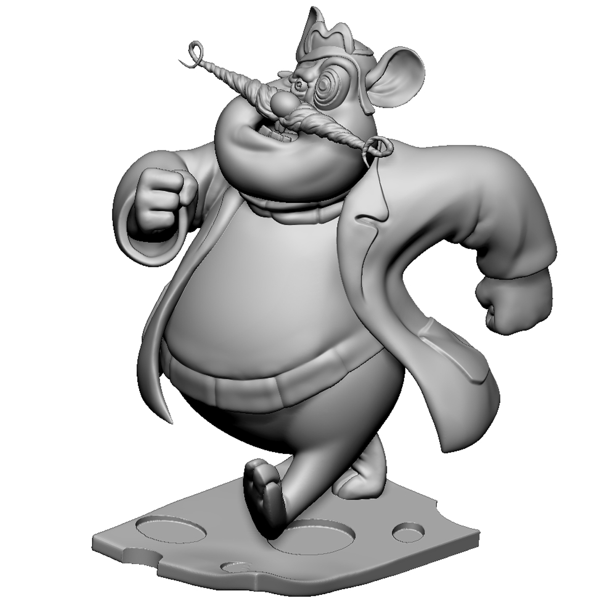 Мышь Рокфор из мультсериала "Чип и Дейл спешат на помощь". Для 3D печати. STL, OBJ, ZTL.