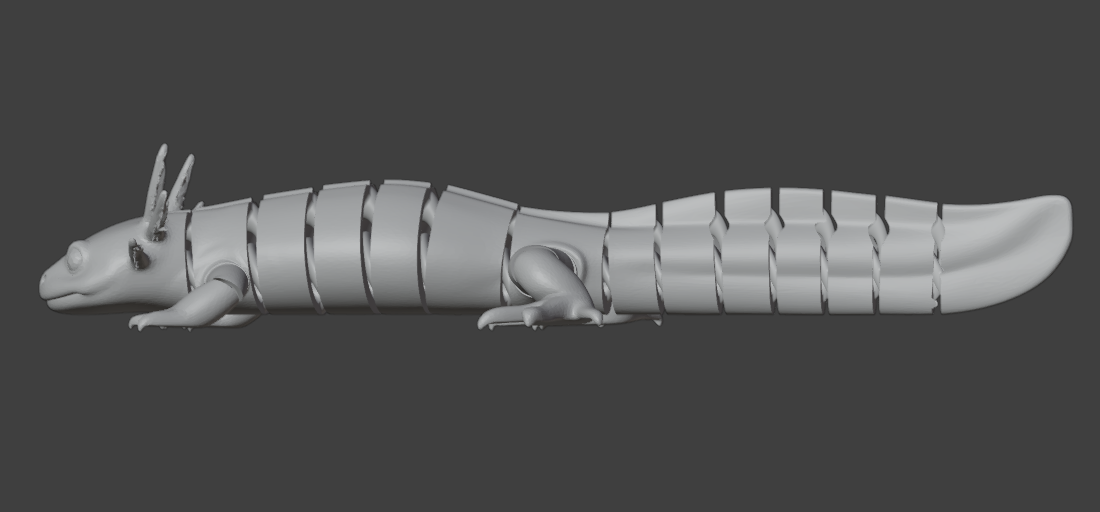 Flexi Articulated Axolotl — Print-in-Place Cute Shaking Toy / Minimal Supports