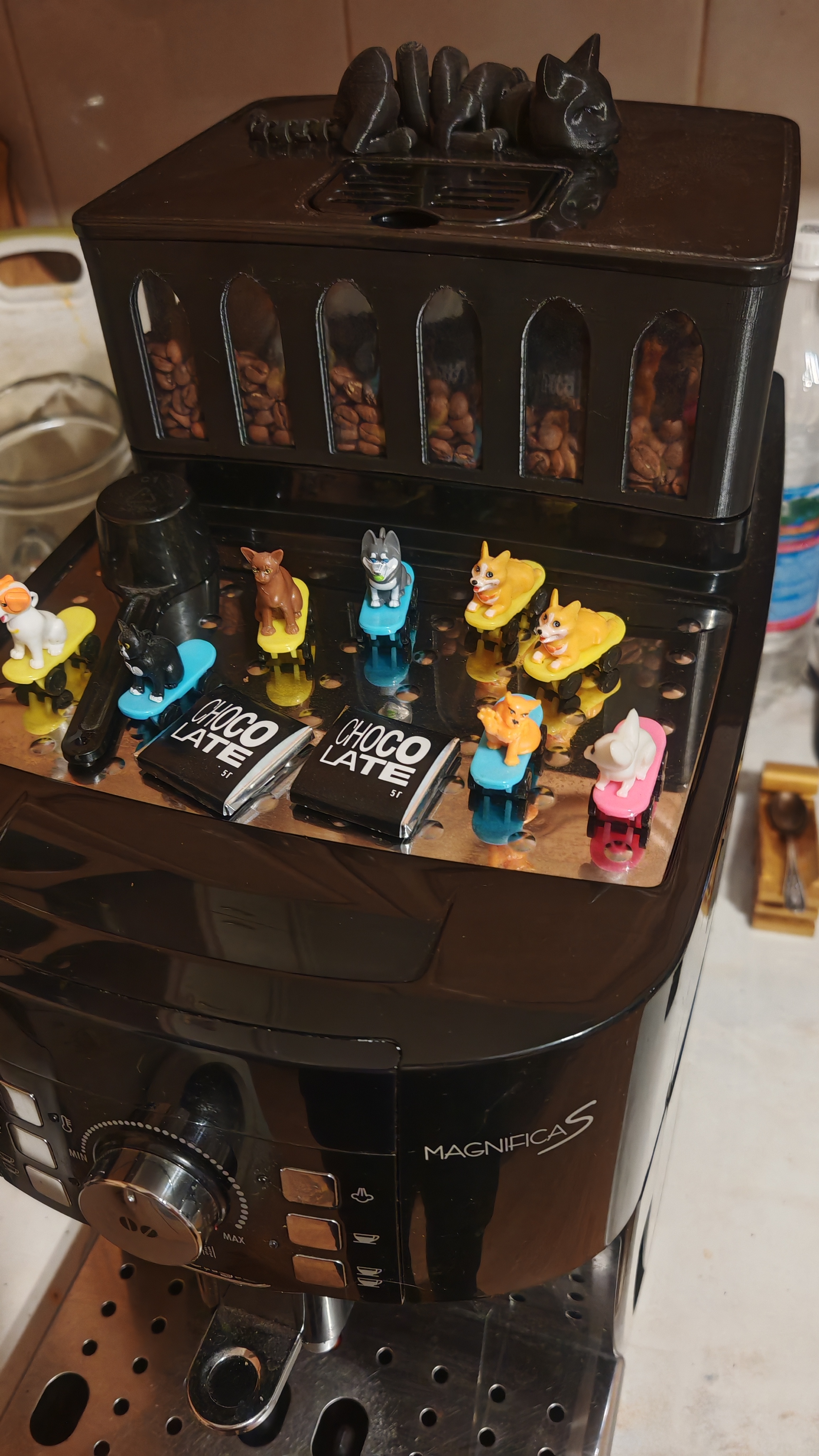 Увеличение контейнера зерен для кофемашины Delonghi Magnifica S