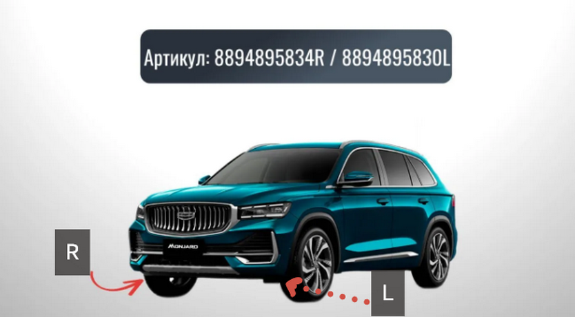 Брызговик передний Geely Monjaro 8894895834 R или 8894895830 L