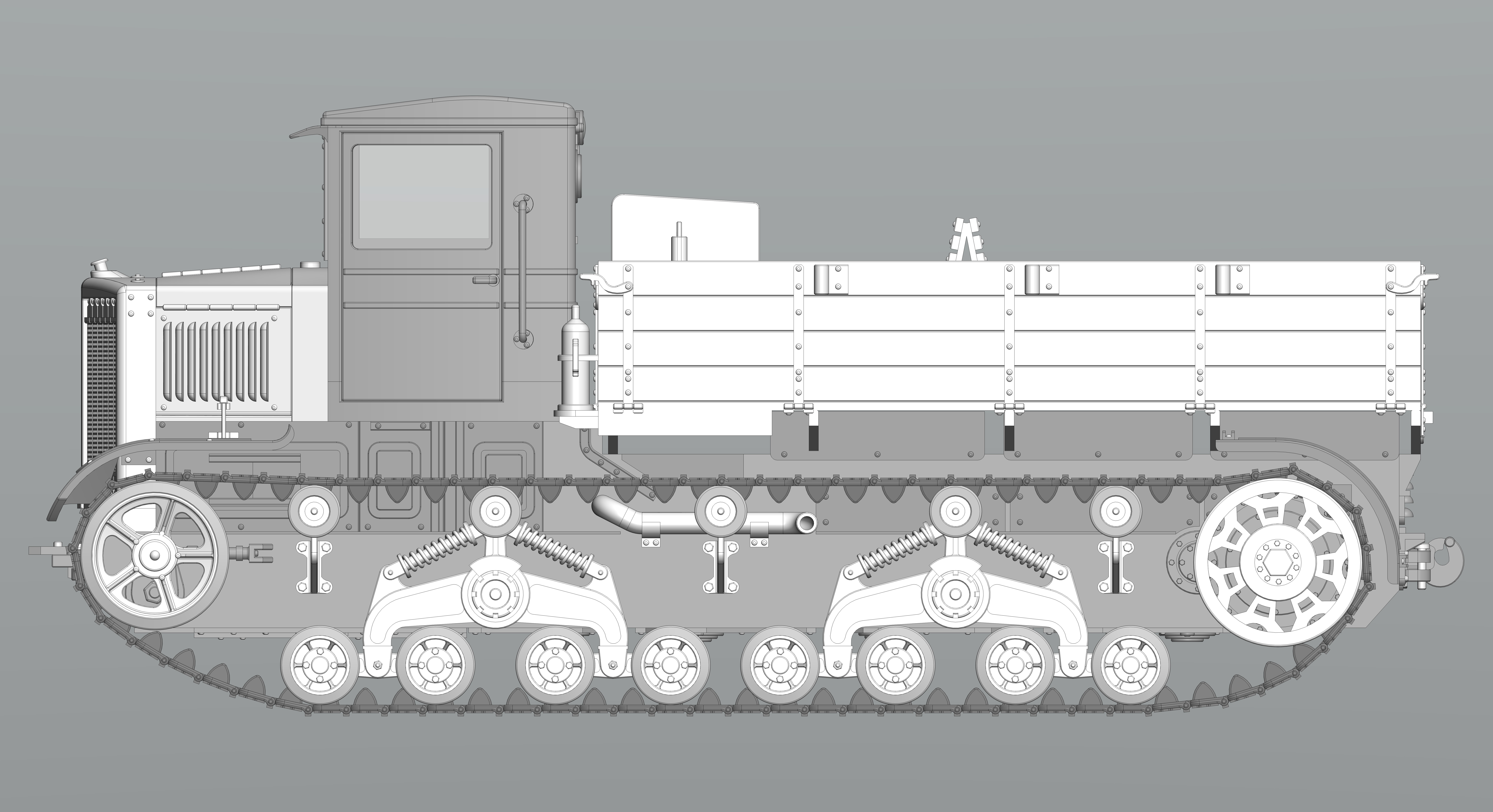 тяжелый артиллерийский тягач "Ворошиловец" м1:43