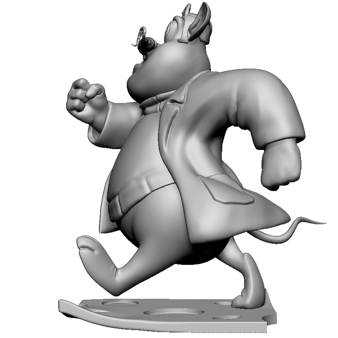 Мышь Рокфор из мультсериала "Чип и Дейл спешат на помощь". Для 3D печати. STL, OBJ, ZTL.