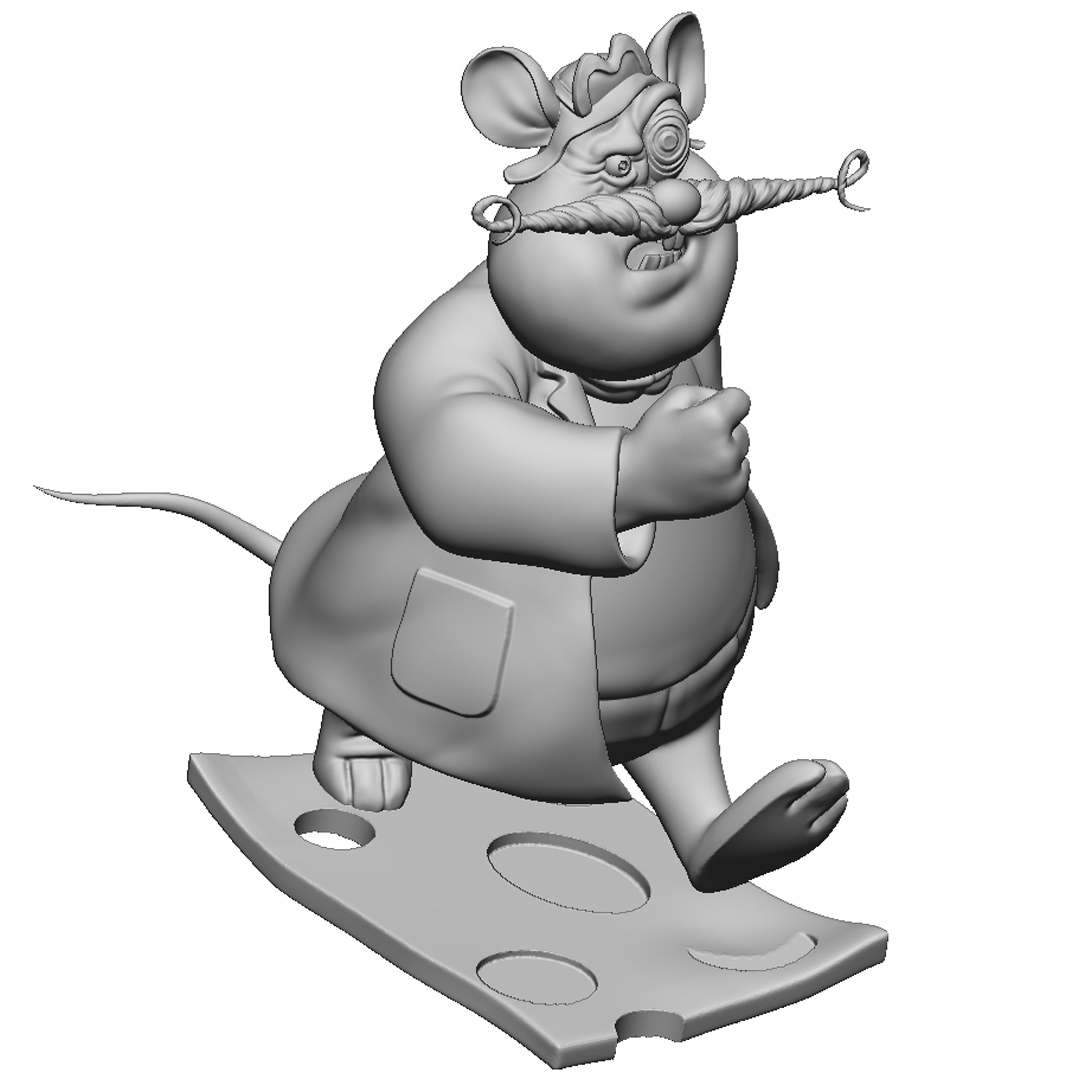 Мышь Рокфор из мультсериала "Чип и Дейл спешат на помощь". Для 3D печати. STL, OBJ, ZTL.
