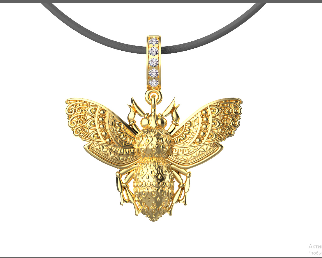 кулон пчела 3d model bee fly муха оса насекомое pendant