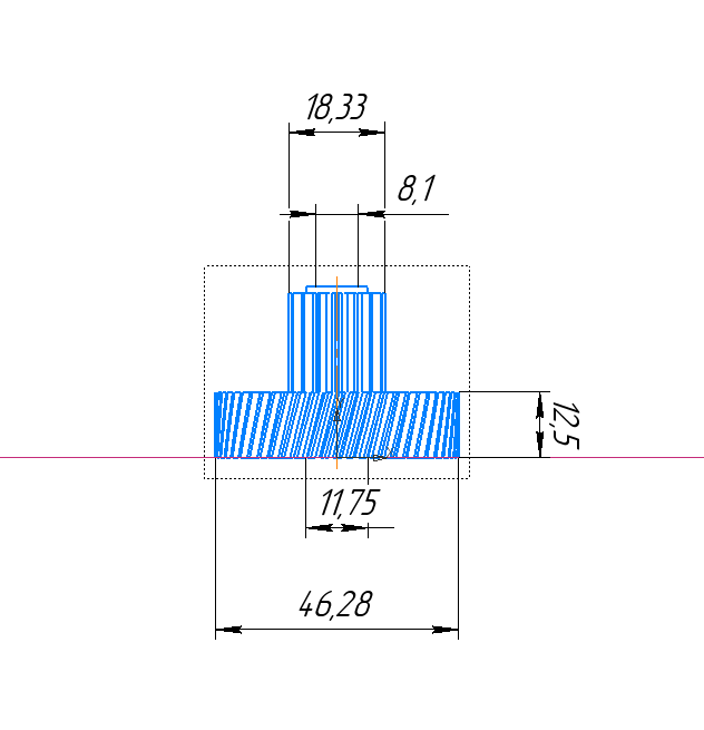 Составная шестерня (косозубая 54T + прямозубая 16T) для мясорубки