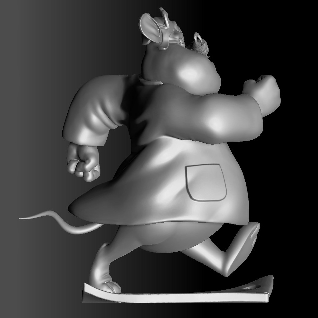 Мышь Рокфор из мультсериала "Чип и Дейл спешат на помощь". Для 3D печати. STL, OBJ, ZTL.