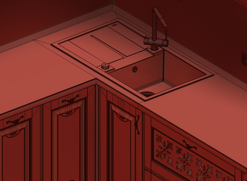 Кухня интерьер Классика Модель 3DSMAX Массив