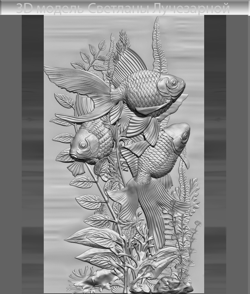 3D панно с золотыми рыбками