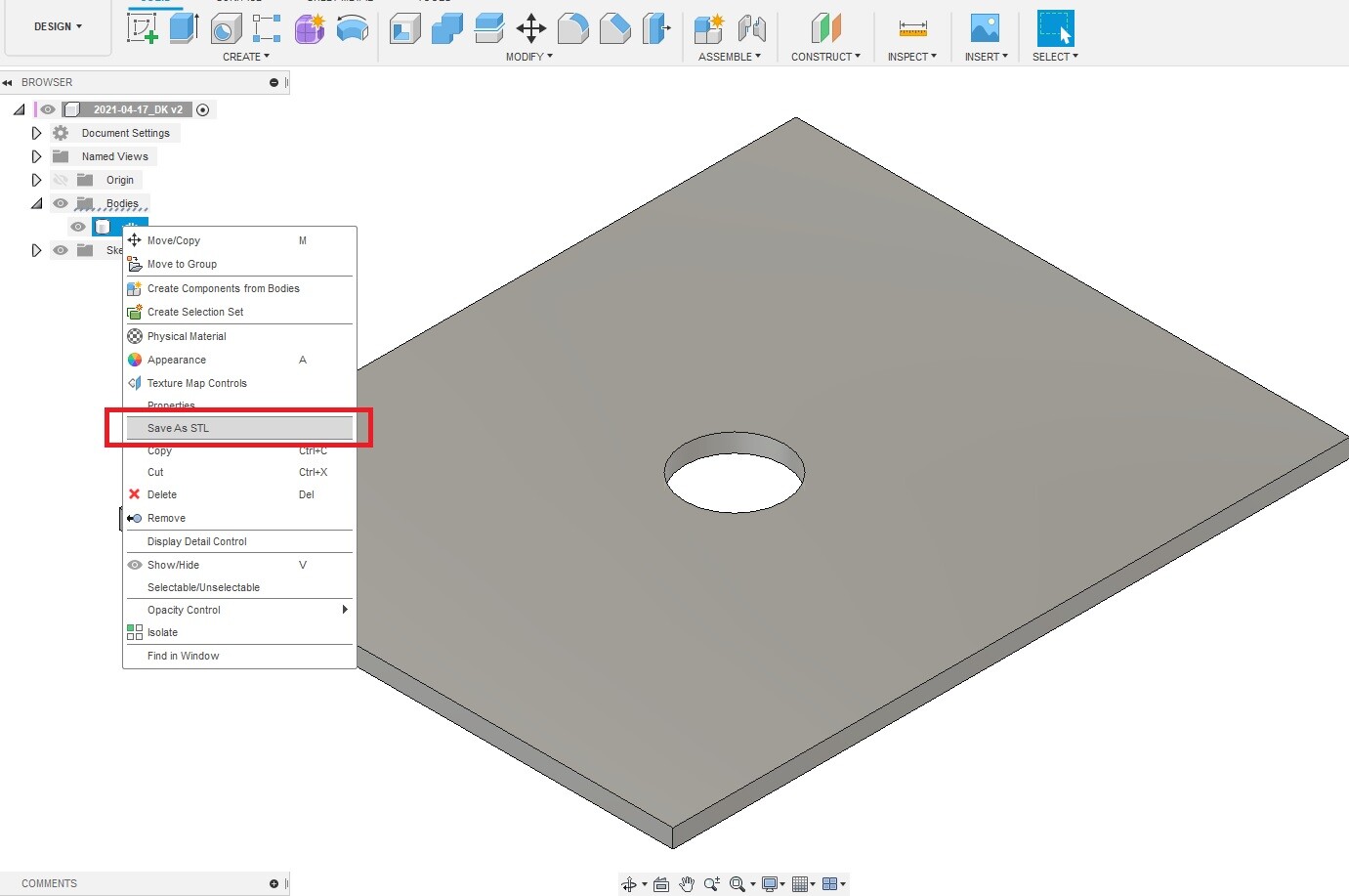 Ошибка при сохранении Fusion 360.