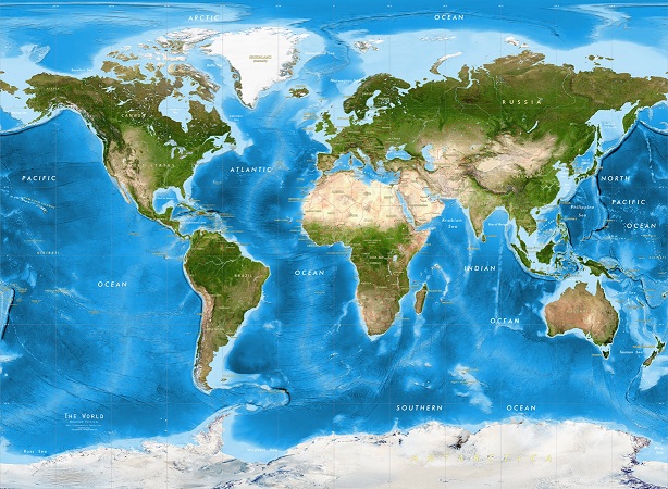 Карта мира в литофании.